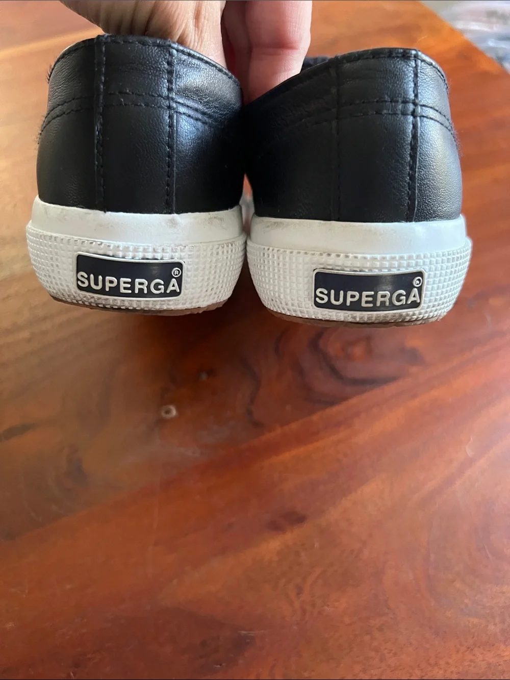 Superga black leather